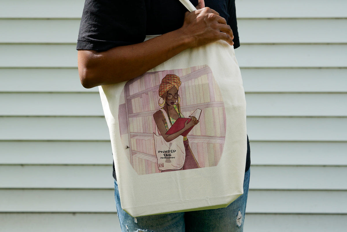 Canvas Tote Bag - Black Girl Reading