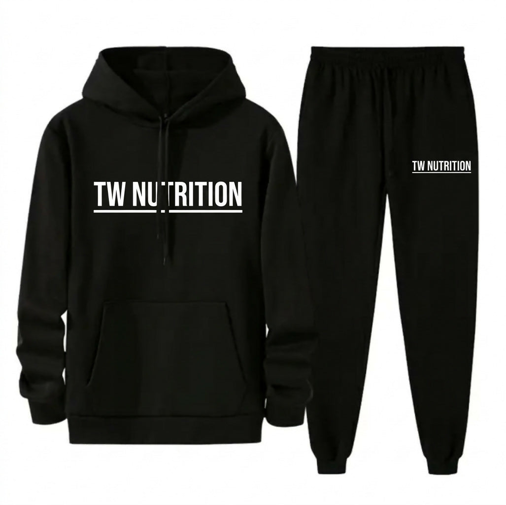 TW Nutrition Men's Jogging Tracksuit Hoodie & Pants Set Black