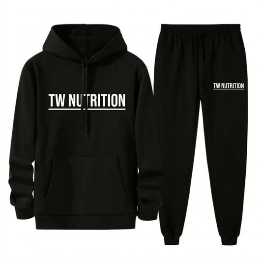 TW Nutrition Men's Jogging Tracksuit Hoodie & Pants Set Black
