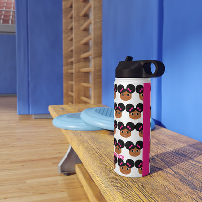 Afro Puffs & Pink Bows Cocoa Cutie Stainless Steel Water Bottle