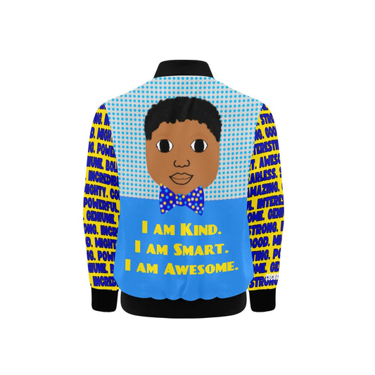 I Am Affirmations Cocoa Cutie Bomber Jacket(Women and Kid's Sizes) - BOY Yellow/Blue