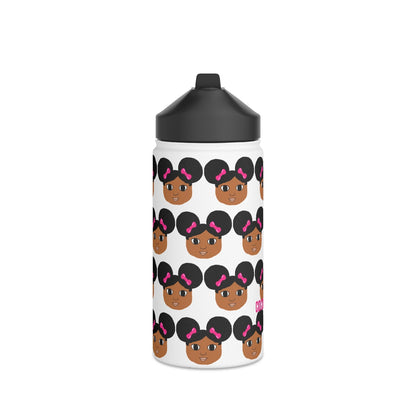 Afro Puffs & Pink Bows Cocoa Cutie Stainless Steel Water Bottle