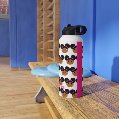 Afro Puffs & Pink Bows Cocoa Cutie Stainless Steel Water Bottle