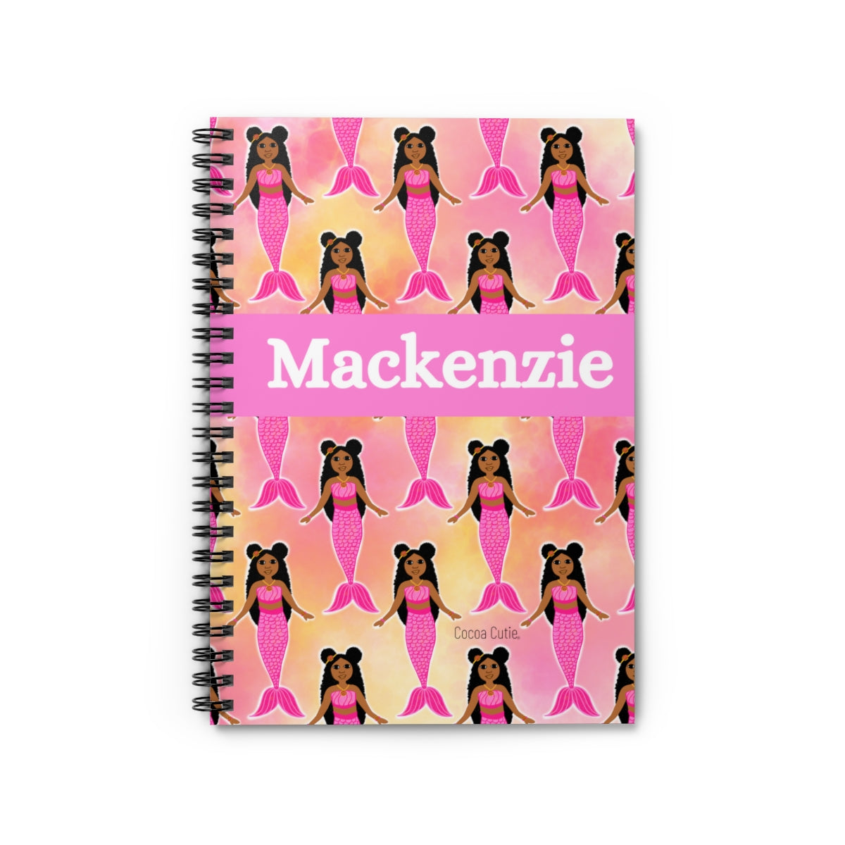 Personalized Pink Mermaid Spiral Notebook - Ruled Line