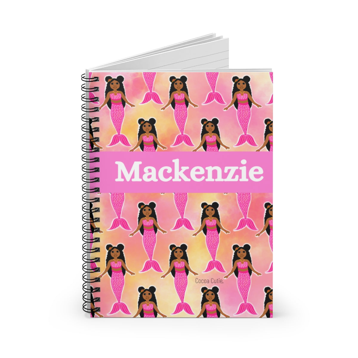 Personalized Pink Mermaid Spiral Notebook - Ruled Line