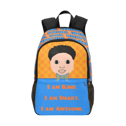 BACKPACK SET "I AM" Cocoa Cutie Affirmations Boy Orange/Blue-(Four Skin Tones) Bundle