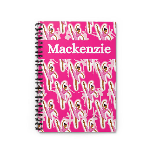 Personalized Pink Ballerina Spiral Notebook - Ruled Line
