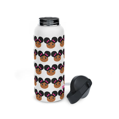 Afro Puffs & Pink Bows Cocoa Cutie Stainless Steel Water Bottle