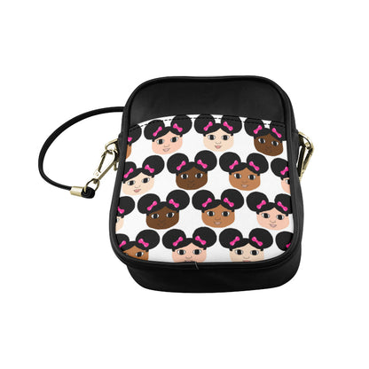 Cocoa Cuties Afro Puffs and Pink Bows Purse-Faux Leather PINK