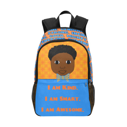 BACKPACK SET "I AM" Cocoa Cutie Affirmations Boy Orange/Blue-(Four Skin Tones) Bundle