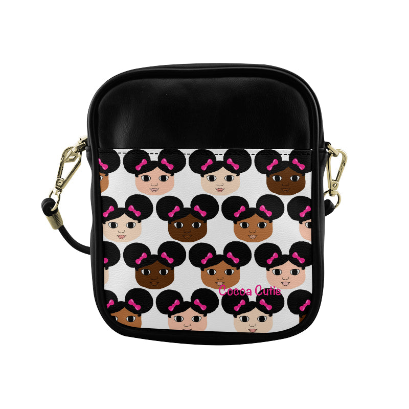 Cocoa Cuties Afro Puffs and Pink Bows Purse-Faux Leather PINK