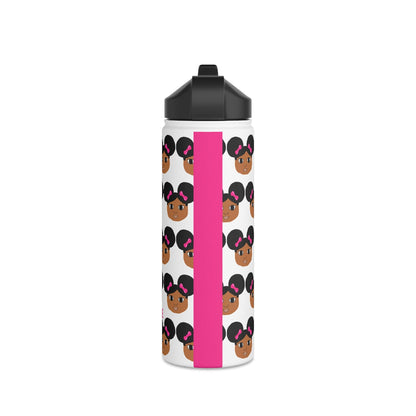 Afro Puffs & Pink Bows Cocoa Cutie Stainless Steel Water Bottle