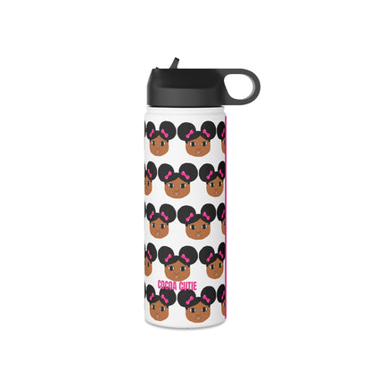 Afro Puffs & Pink Bows Cocoa Cutie Stainless Steel Water Bottle