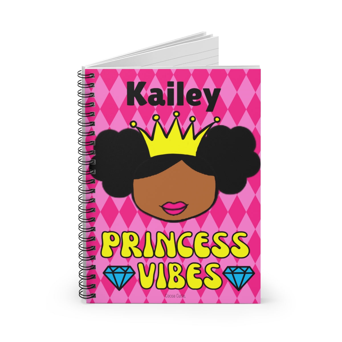 Personalized Princess Vibes Cocoa Cutie Spiral Notebook - Ruled Line