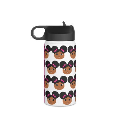 Afro Puffs & Pink Bows Cocoa Cutie Stainless Steel Water Bottle