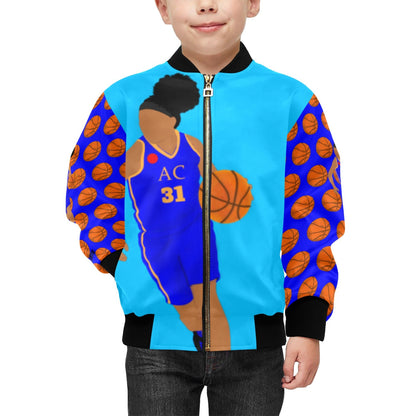 Basketball Cocoa Cutie Girl Kids' Bomber Jacket