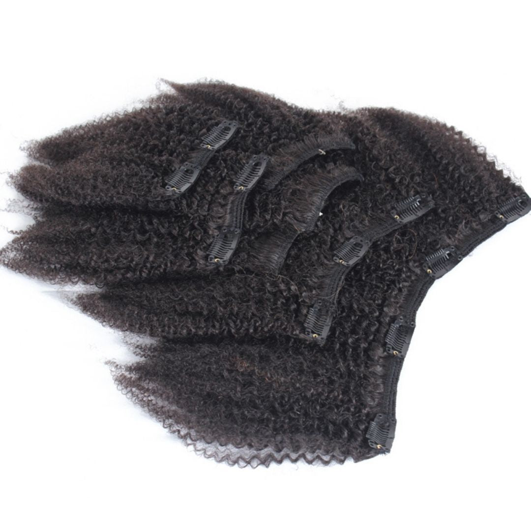 Afro Curly Clip in Hair Extensions - 7 Pcs - with a Free Eye Lash Extensions