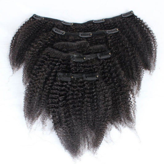 Afro Curly Clip in Hair Extensions - 7 Pcs - with a Free Eye Lash Extensions