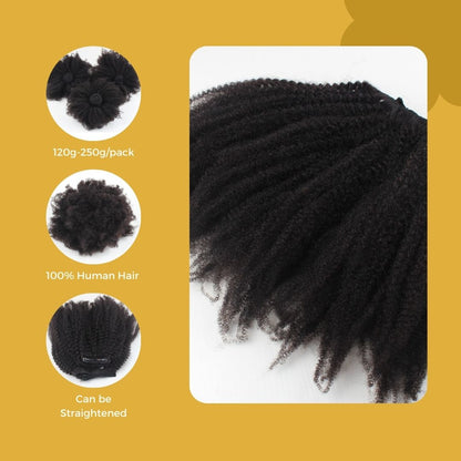 Afro Wave Clip in Hair Extensions - 7 Pcs - with a Free Eye Lash Extensions