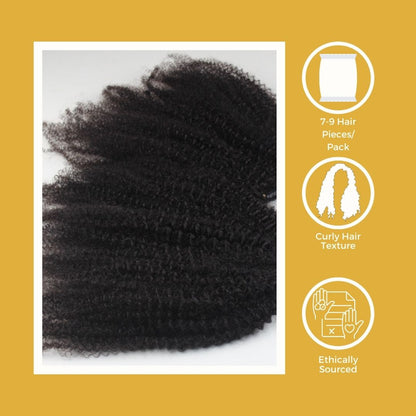 Afro Wave Clip in Hair Extensions - 7 Pcs - with a Free Eye Lash Extensions