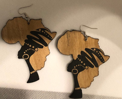 Wood African Earrings