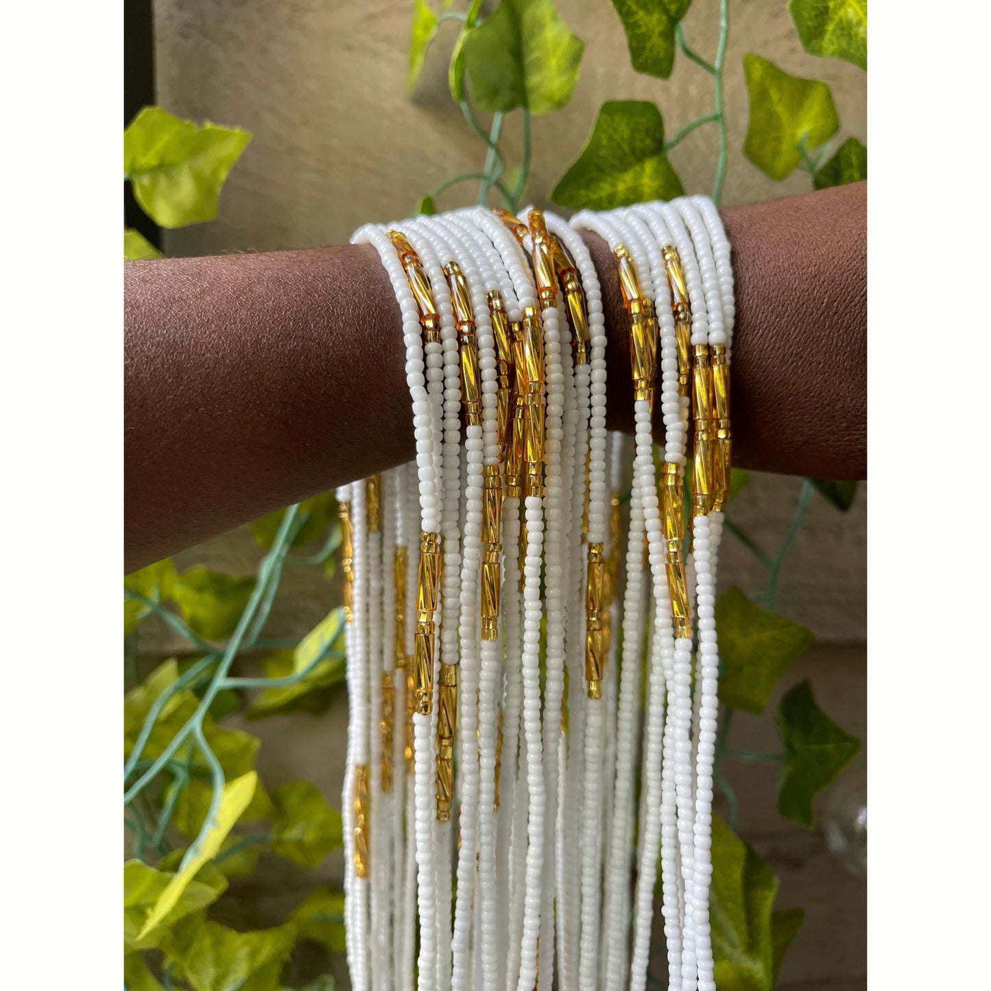 White and Gold Waist beads