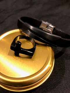 Black Stainless Steel Cross Ring