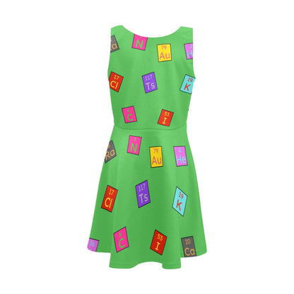 Scientist/Chemist Cocoa Cutie Kid's Sleeveless Dress-Green(Two Skin Tones)