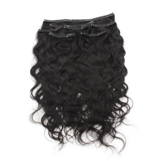 Natural Wave Clip In Hair Extensions - 7 Pcs with a Free Eye Lash Extensions