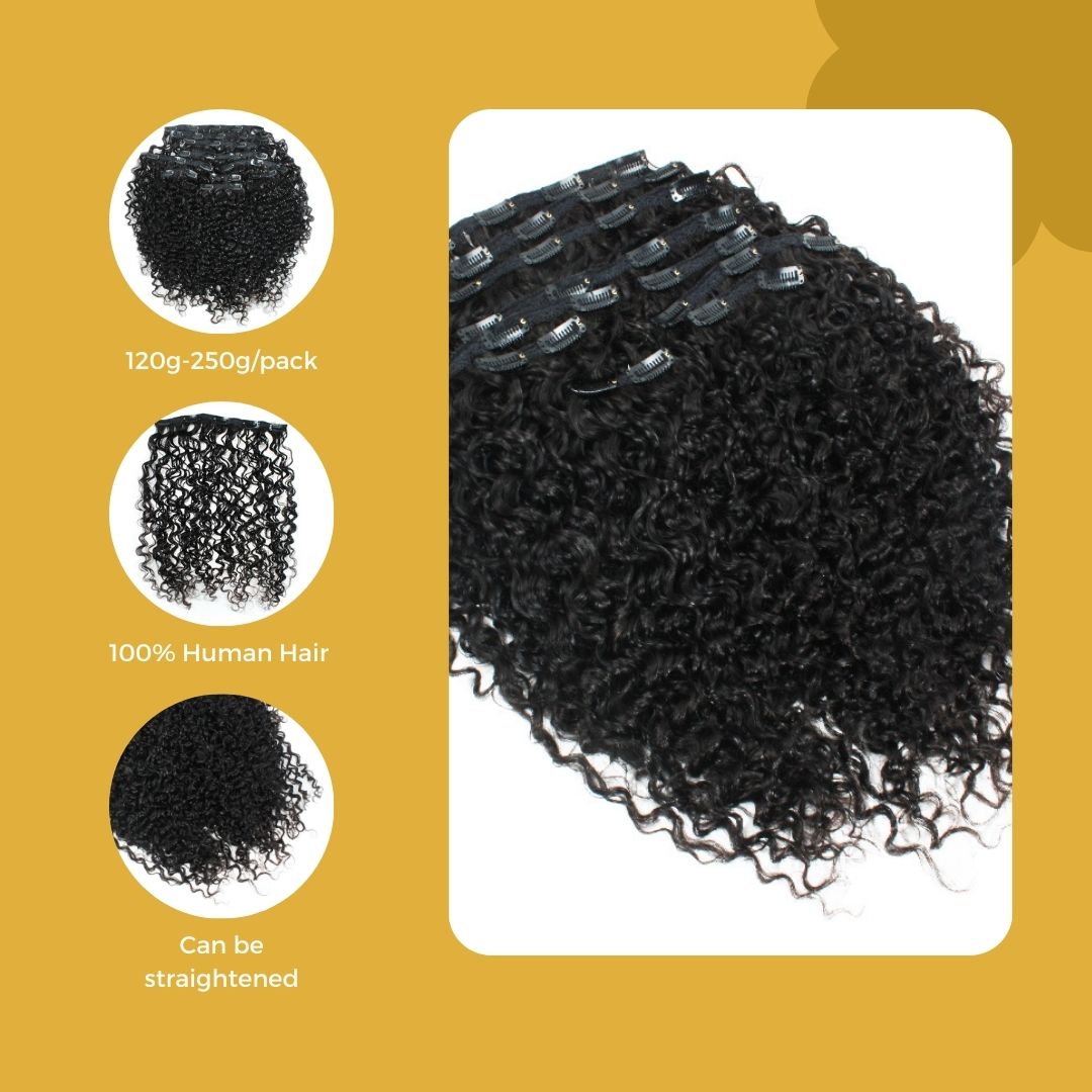 Spanish Curly Clip Ins - 7 Pcs with a Free Eye Lash Extensions