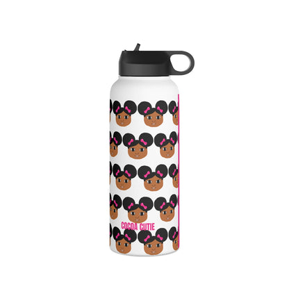 Afro Puffs & Pink Bows Cocoa Cutie Stainless Steel Water Bottle