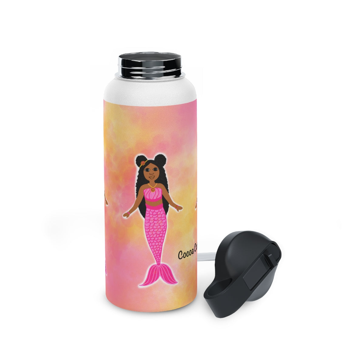 Pink Mermaid Cocoa Cutie Stainless Steel Water Bottle
