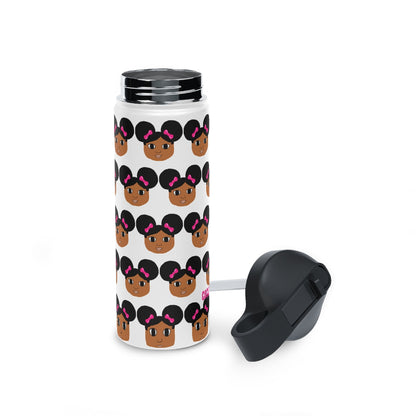 Afro Puffs & Pink Bows Cocoa Cutie Stainless Steel Water Bottle