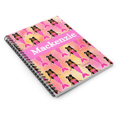 Personalized Pink Mermaid Spiral Notebook - Ruled Line