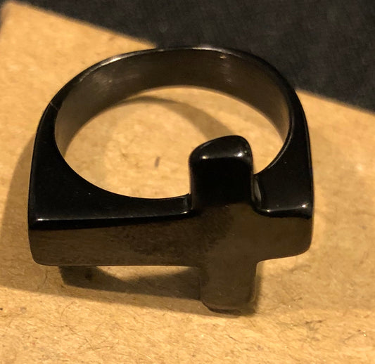 Black Stainless Steel Cross Ring