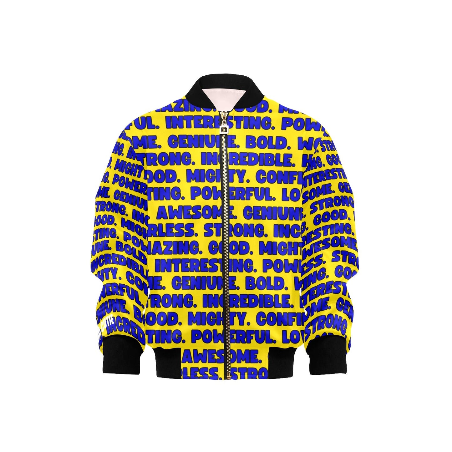 I Am Affirmations Cocoa Cutie Bomber Jacket(Women and Kid's Sizes) - BOY Yellow/Blue