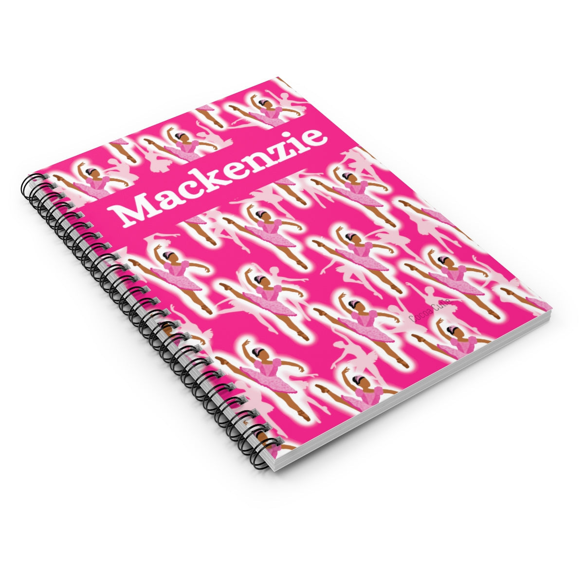 Personalized Pink Ballerina Spiral Notebook - Ruled Line