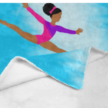 Ultra-Soft Micro Fleece Blanket Gymnast Cocoa Cutie (Three Skin Tones)