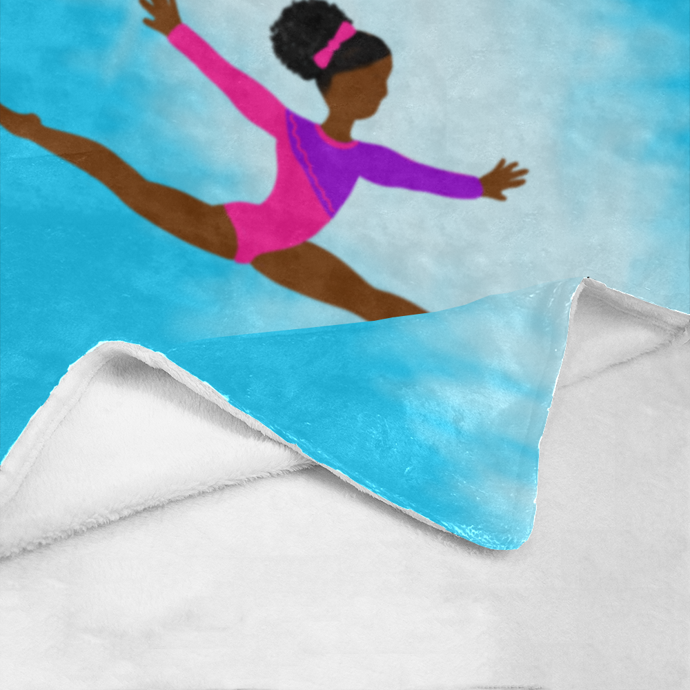 Ultra-Soft Micro Fleece Blanket Gymnast Cocoa Cutie (Three Skin Tones)