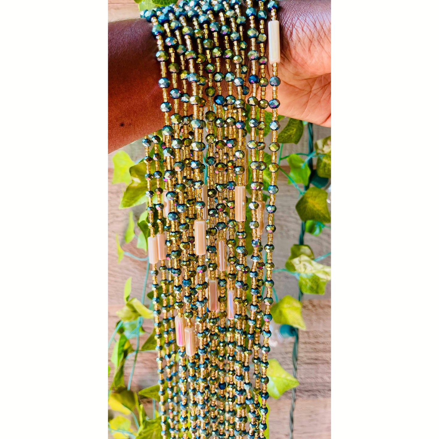 Green Rectangle waist beads