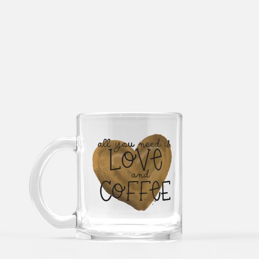 Love & Coffee Glass Mug 12oz