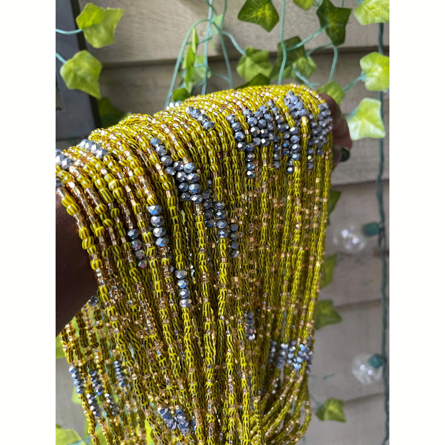 Olive with stripes waist beads