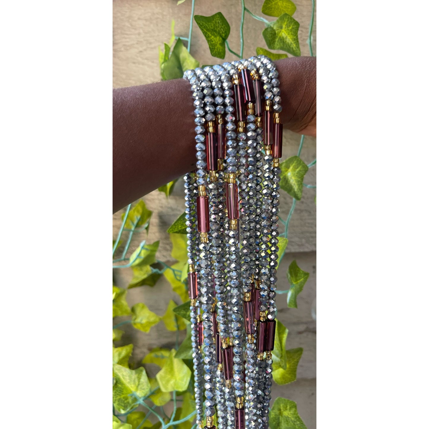 Silver Rectangle waist beads