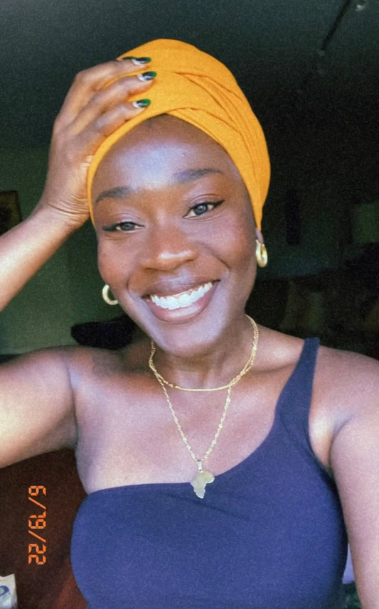 Hooded Head Wrap in Mustard