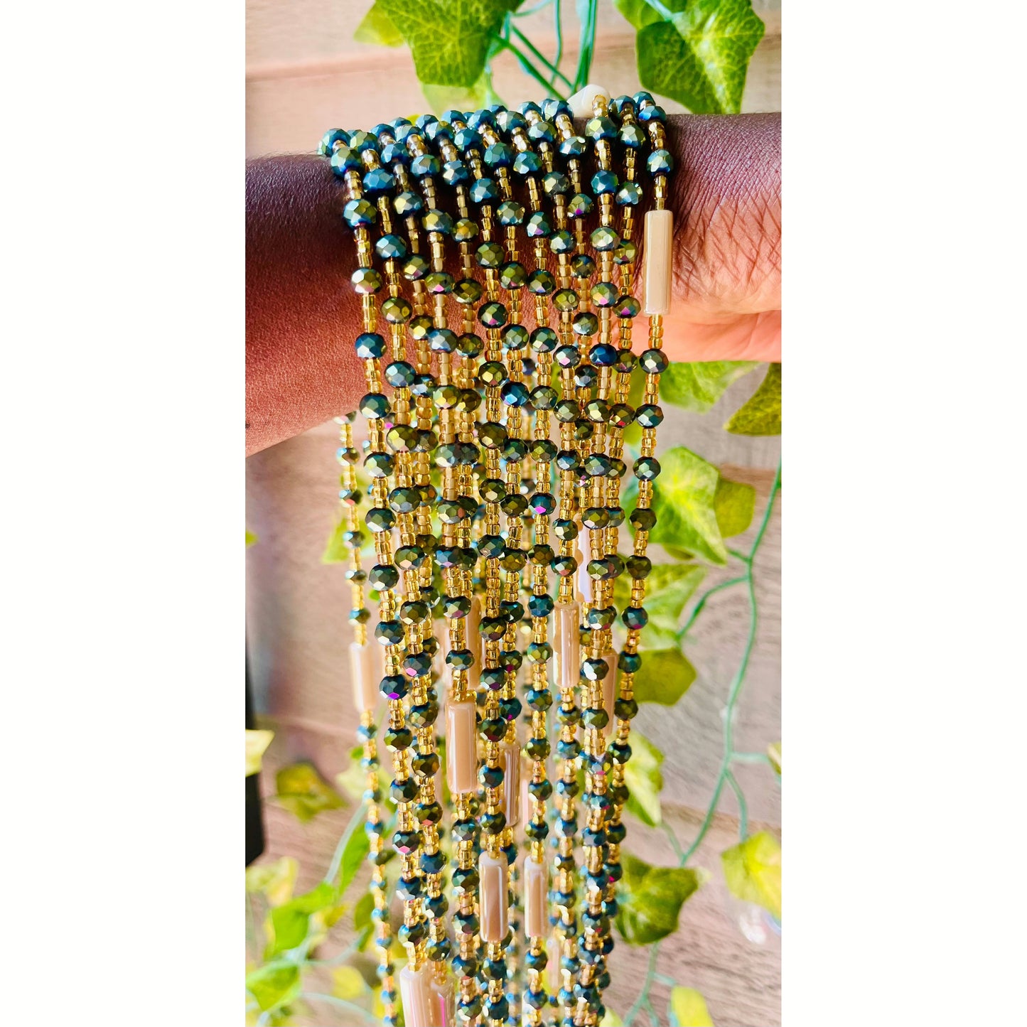 Green Rectangle waist beads