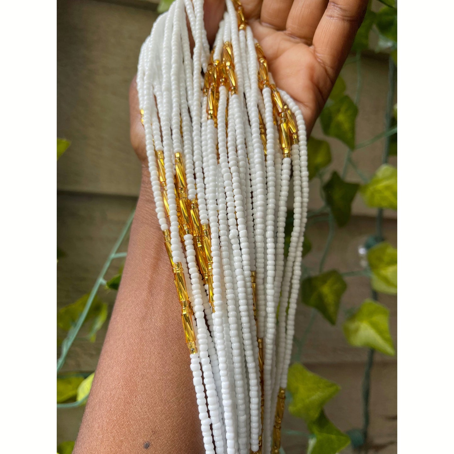 White and Gold Waist beads