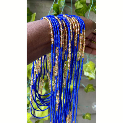 Royal Blue and Gold Waist Beads