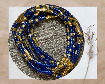 Blue and Gold 2 Waist Beads