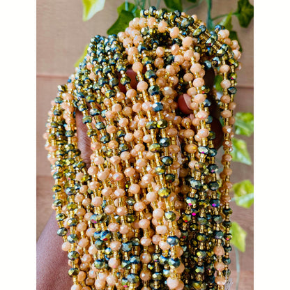 Peach and Green waist beads