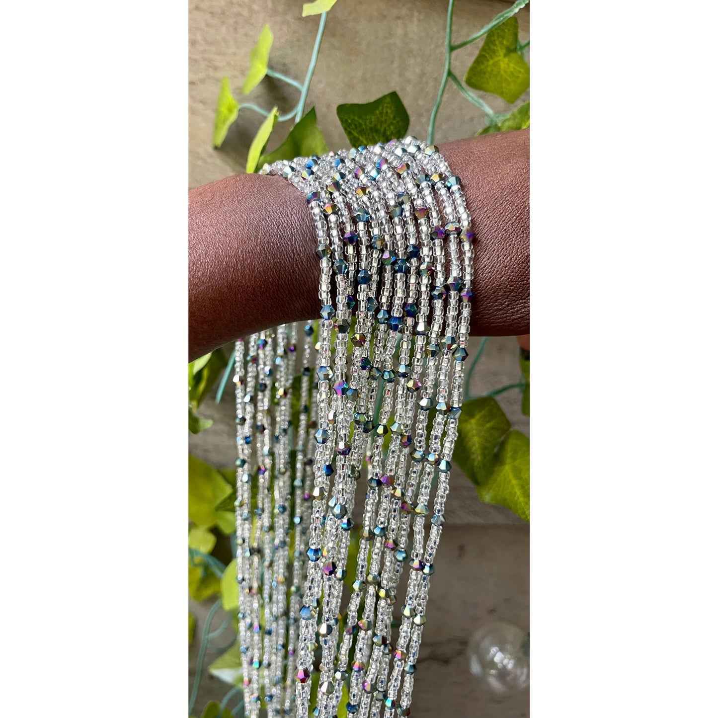 Silver with metallic beads